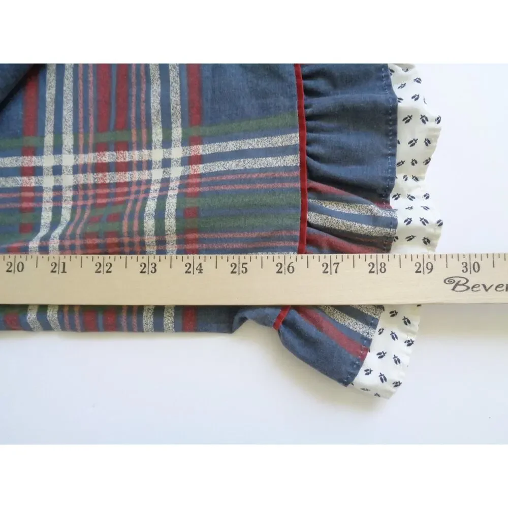 VTG Plaid Pillowcase Set Ruffled Springmaid Standard Size Blue Country Cottage
